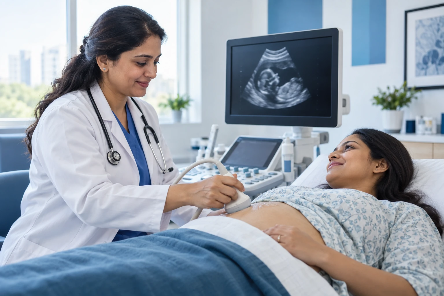 Maternal monitoring conceptual clinical illustration